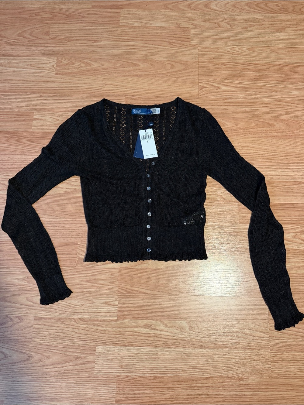 Black Italian yarn Knit Button-Front Women's Cardigan Sweater